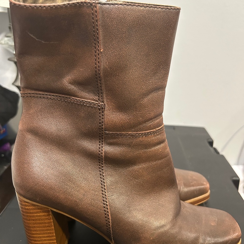 Candie's Brown Heeled Boots with Vintage Charm